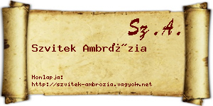 Szvitek Ambrózia névjegykártya